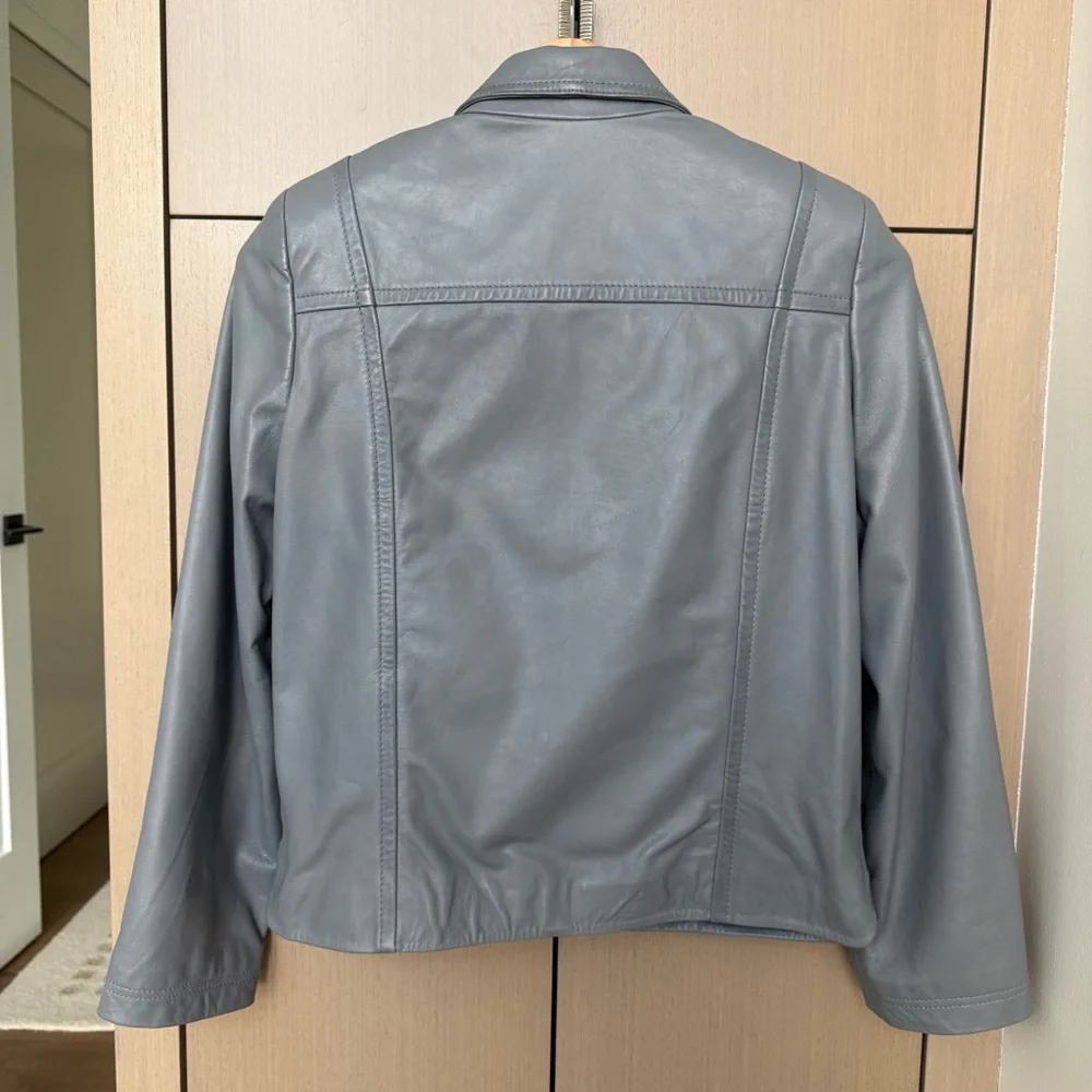 NEW! Zadig & Voltaire Leather Grey Jacket, M - Picture 12 of 14